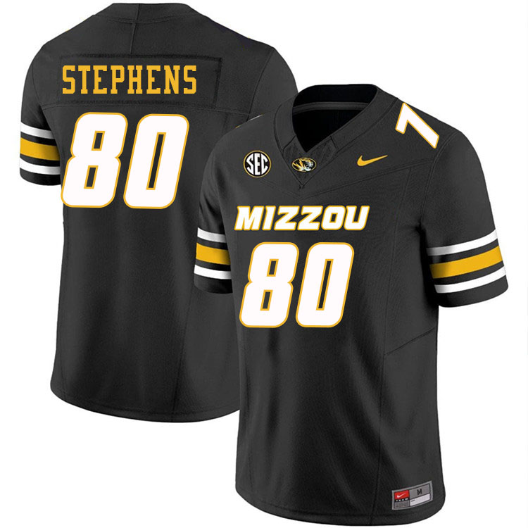 Men #80 Tyler Stephens Missouri Tigers College Football Jerseys Stitched-Black